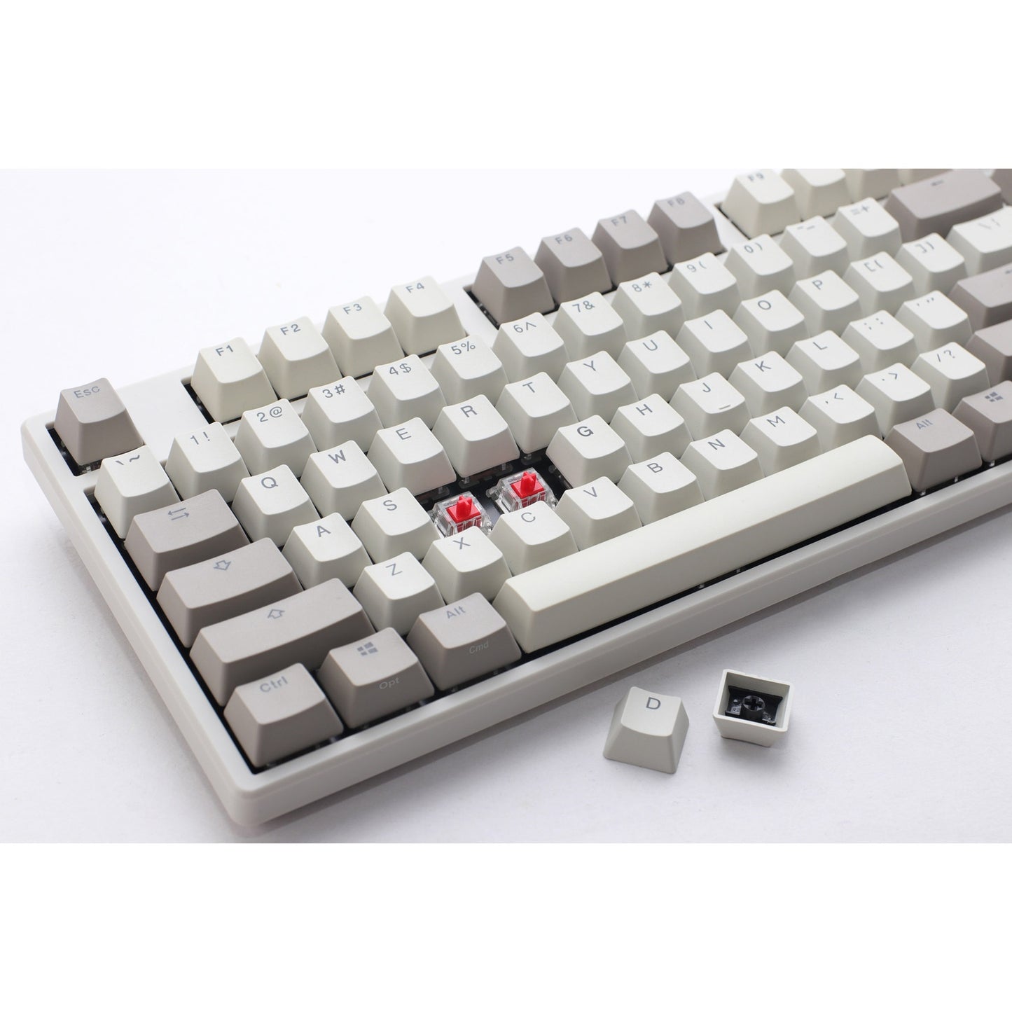 Ducky origin vintage mechanisch toetsenbord (grijs, us lay-out (qwerty), cherry mx brown, 100%, hot swap, pbt double-shot keycaps)