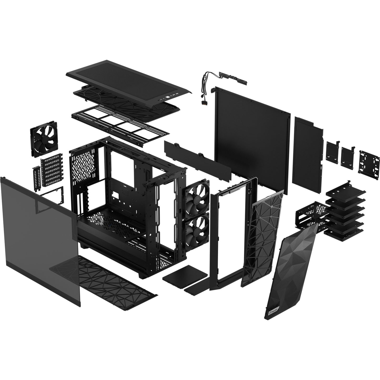Fractal design meshify 2 light tempered glass midi tower behuizing (zwart | 2x usb-a | 1x usb-c | window)