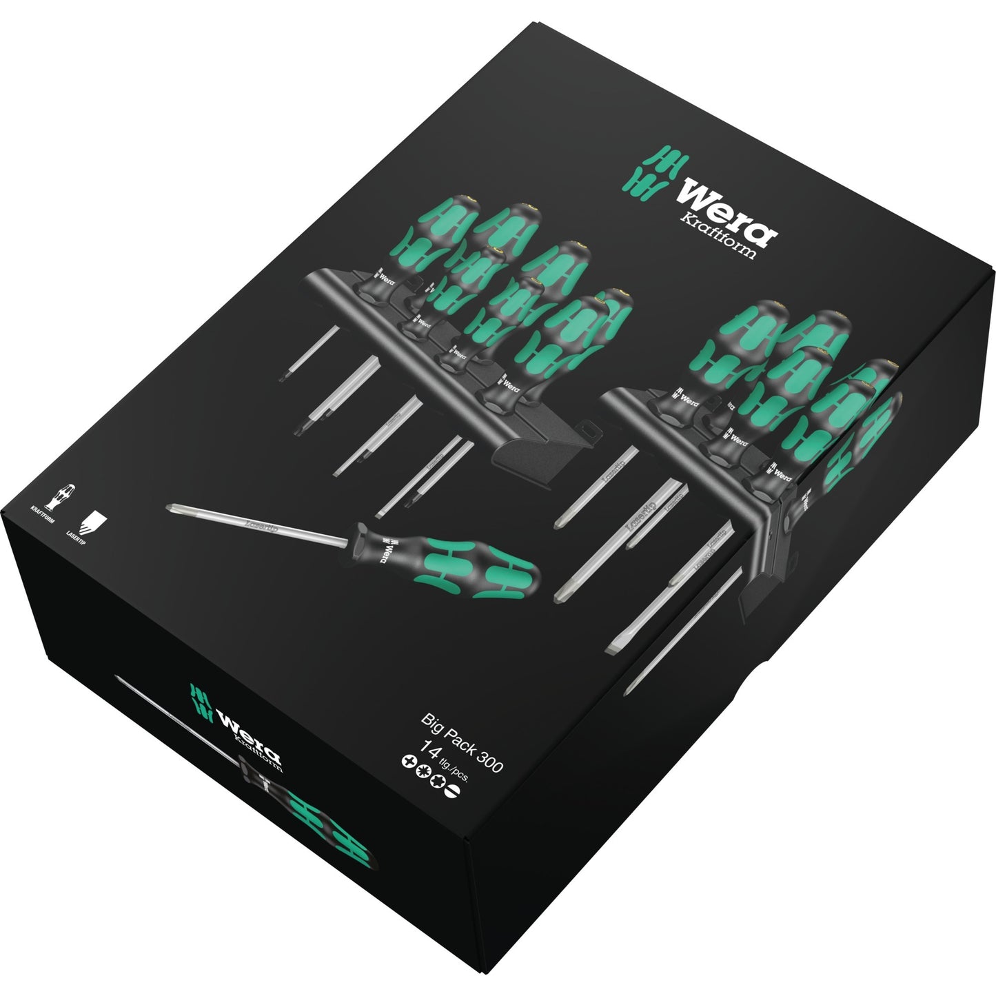 Wera kraftform big pack 300 schroevendraaier (zwart groen, 14-delig)
