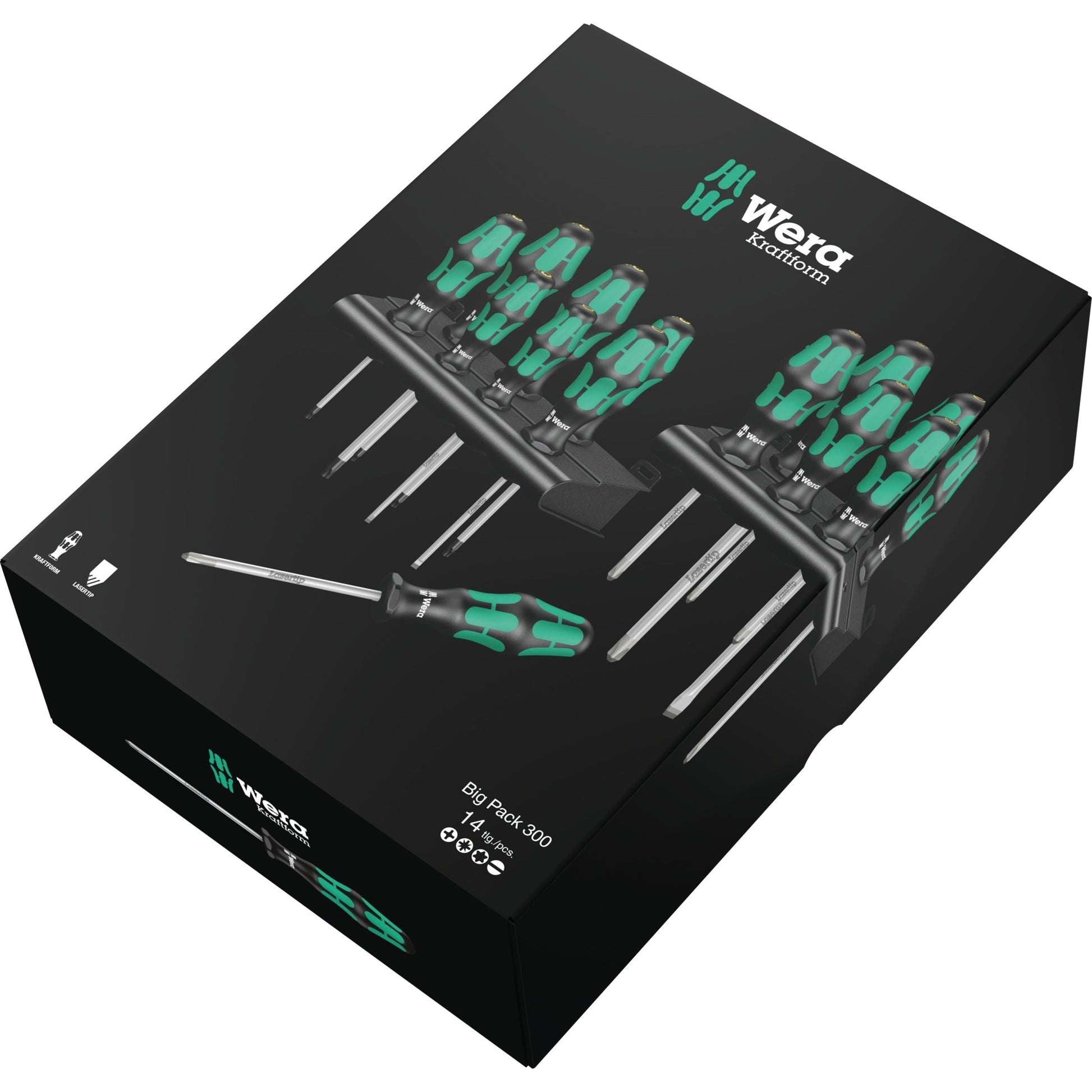Wera kraftform big pack 300 schroevendraaier (zwart groen, 14-delig)