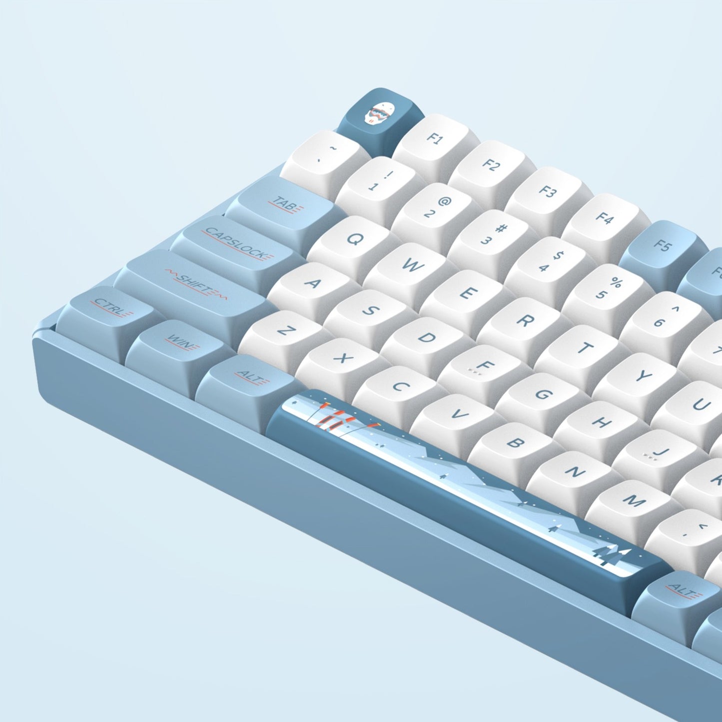Iqunix f97 wintertide wireless mechanical keyboard (lichtblauw, us lay-out (qwerty), cherry mx silent red, 96%, rgb leds, hot-swappable, pbt, 2.4ghz | bluetooth 5.1 | usb-c)