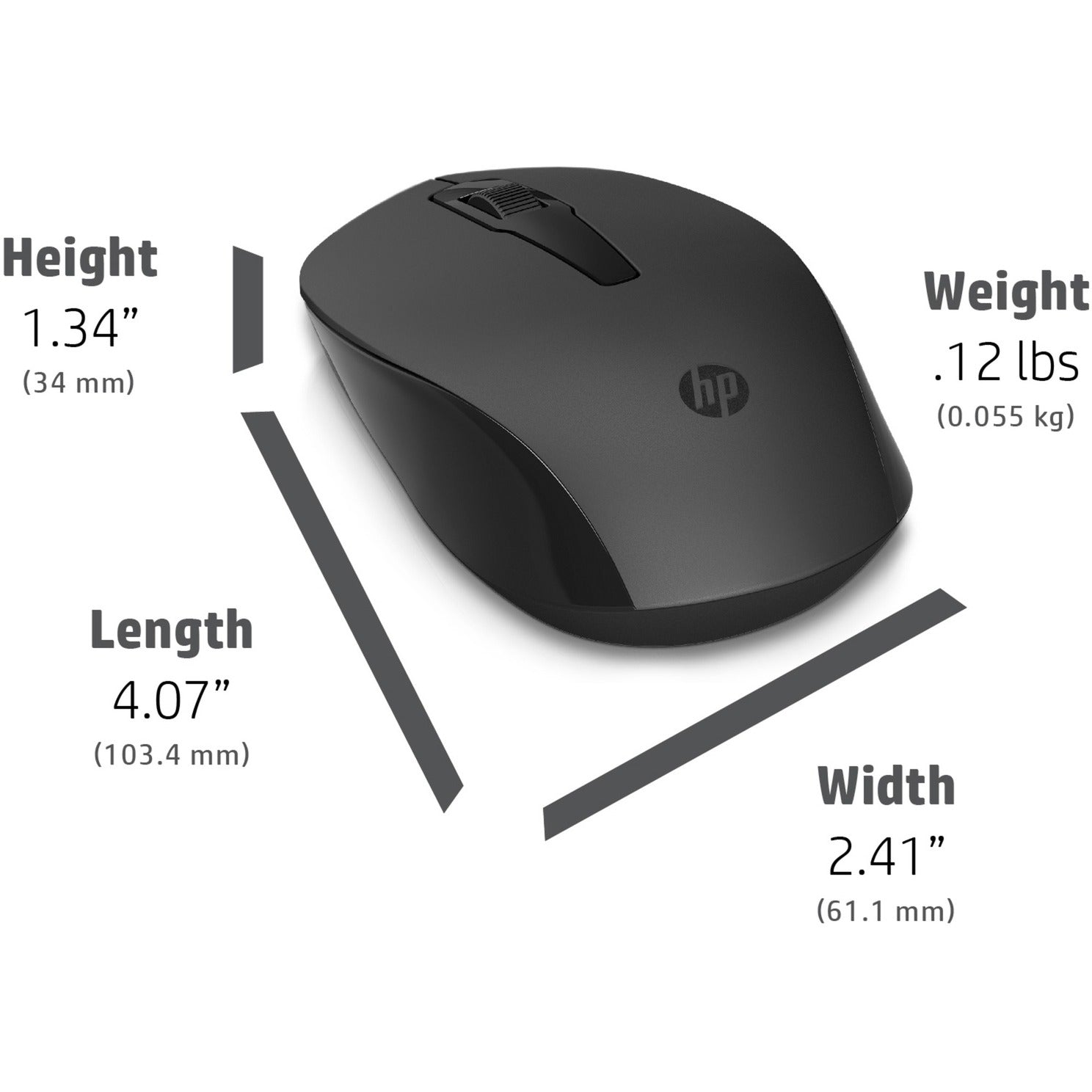 Hp 150 draadloze muis (donkergrijs zwart, 1600 dpi)