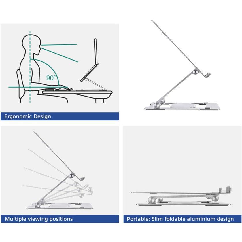 Act connectivity laptopstandaard aluminium (aluminium, opvouwbaar, traploos in hoogte verstelbaar)