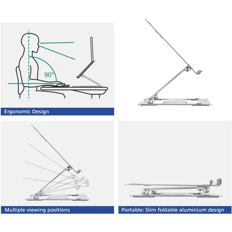 Act connectivity laptopstandaard aluminium (aluminium, opvouwbaar, traploos in hoogte verstelbaar)