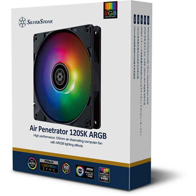 Silverstone air penetrator 120sk argb case fan (zwart, 120 x 120 x 25 mm, pwm)