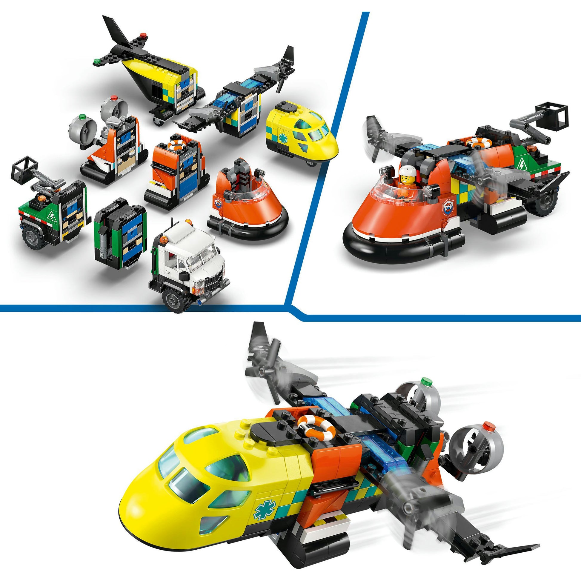 Lego city - vliegtuig, servicewagen en hovercraft remix constructiespeelgoed (60505)