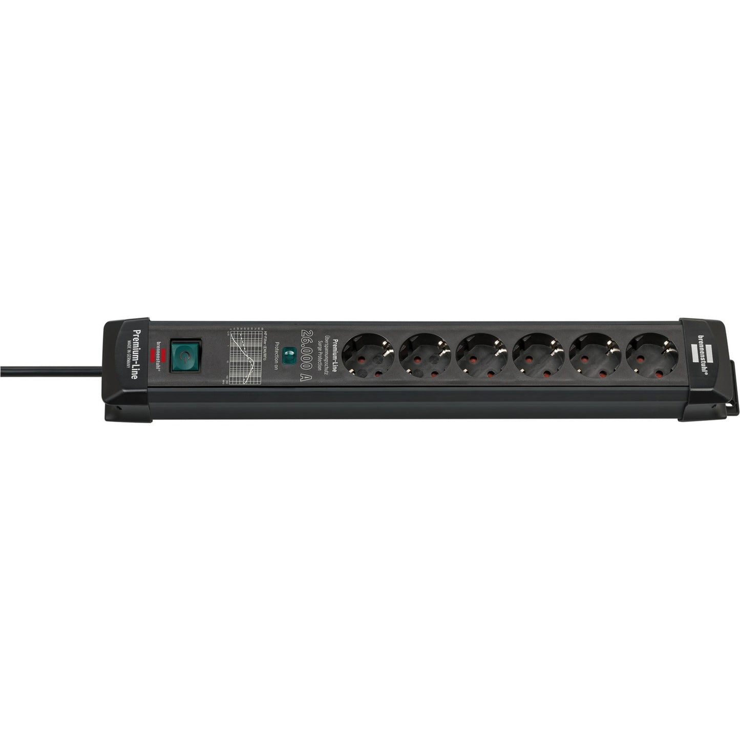 Brennenstuhl premium-line overspannings- beveiliging 26000a 6-voudig zwart 1,8m h05vv-f 3g1,5