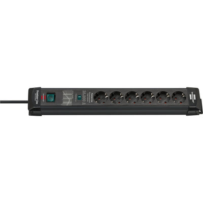 Brennenstuhl premium-line overspannings- beveiliging 26000a 6-voudig zwart 1,8m h05vv-f 3g1,5