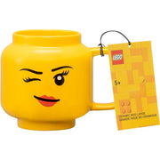Room copenhagen lego keramische mok - knipogend meisjeshoofd, groot (geel) - afbeelding 2