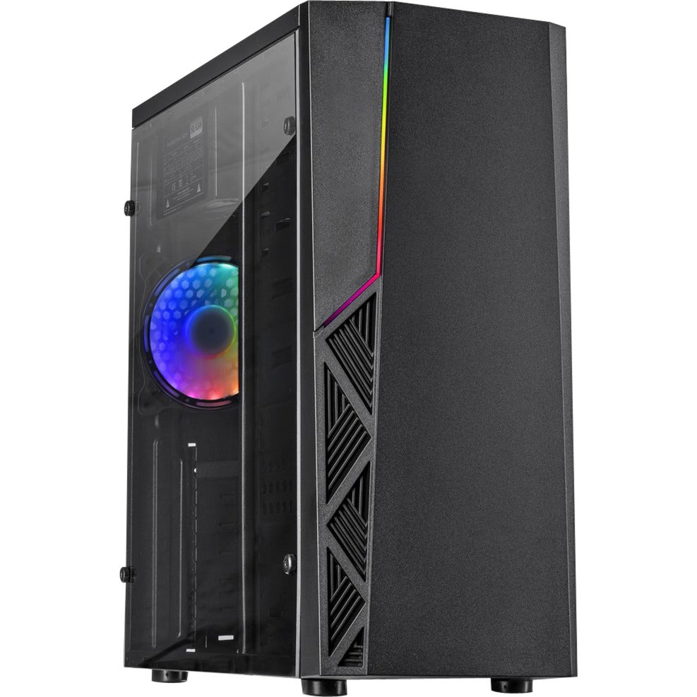 Inter-tech b-02 rgb midi tower behuizing (zwart | 3x usb-a | rgb | window)