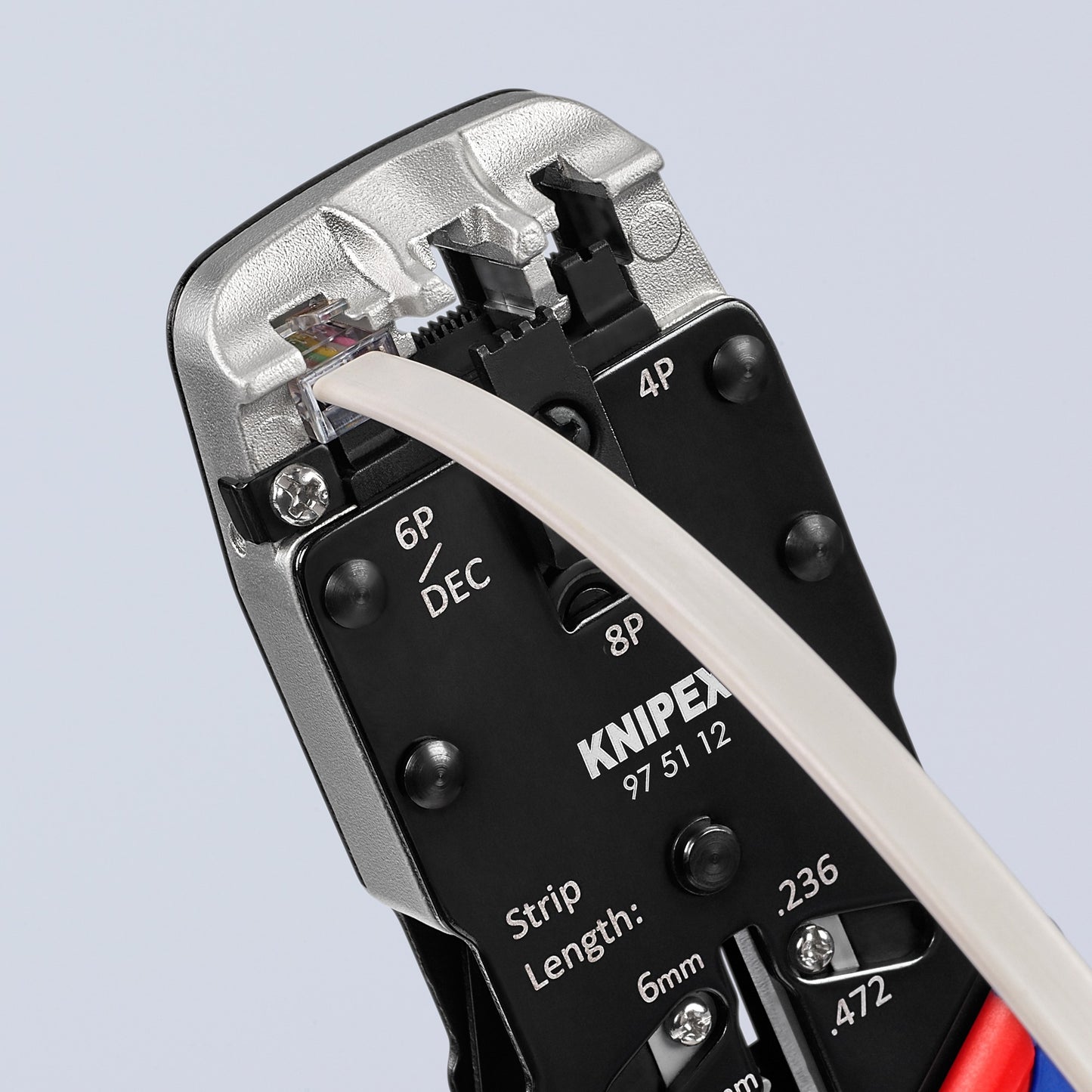 Knipex krimptang 97 51 12 sb (blauw rood, rj-10, rj-11 12 en rj-45)