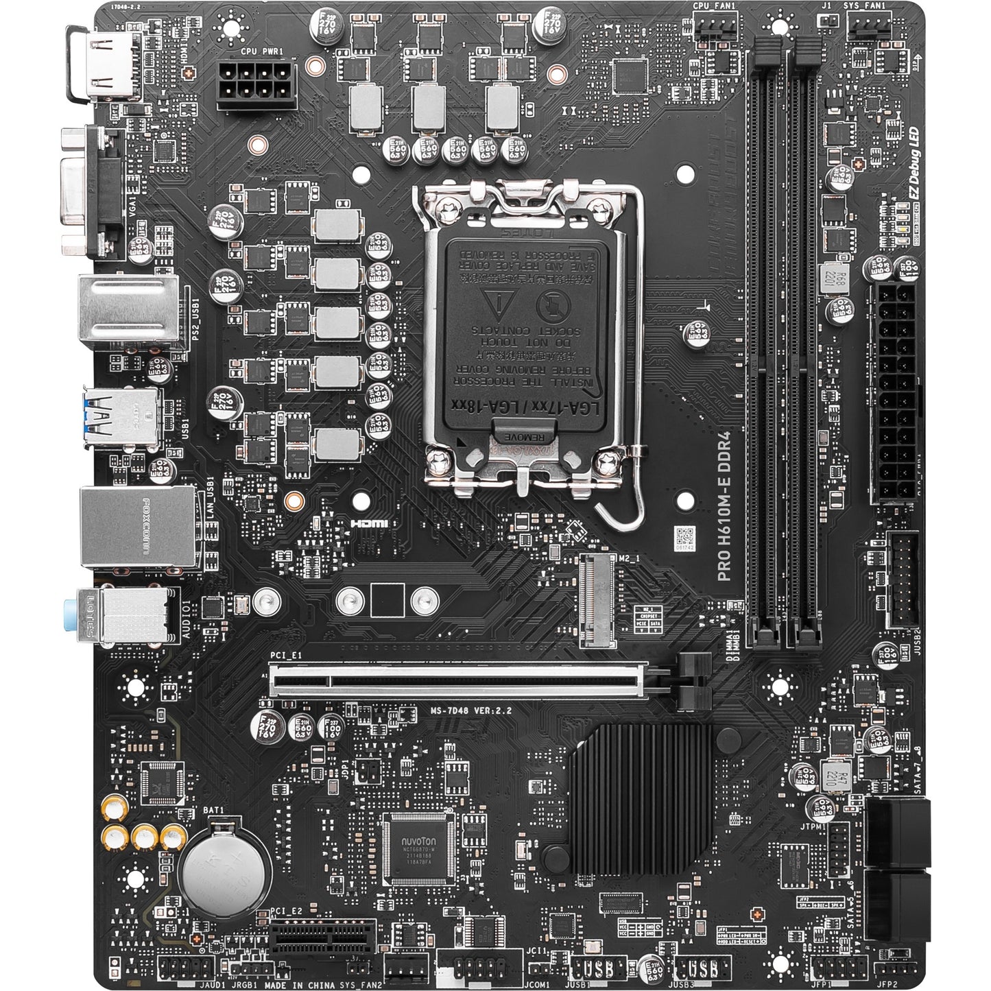 Msi pro h610m-e ddr4 socket 1700 moederbord (zwart, gb-lan, sound, µatx)