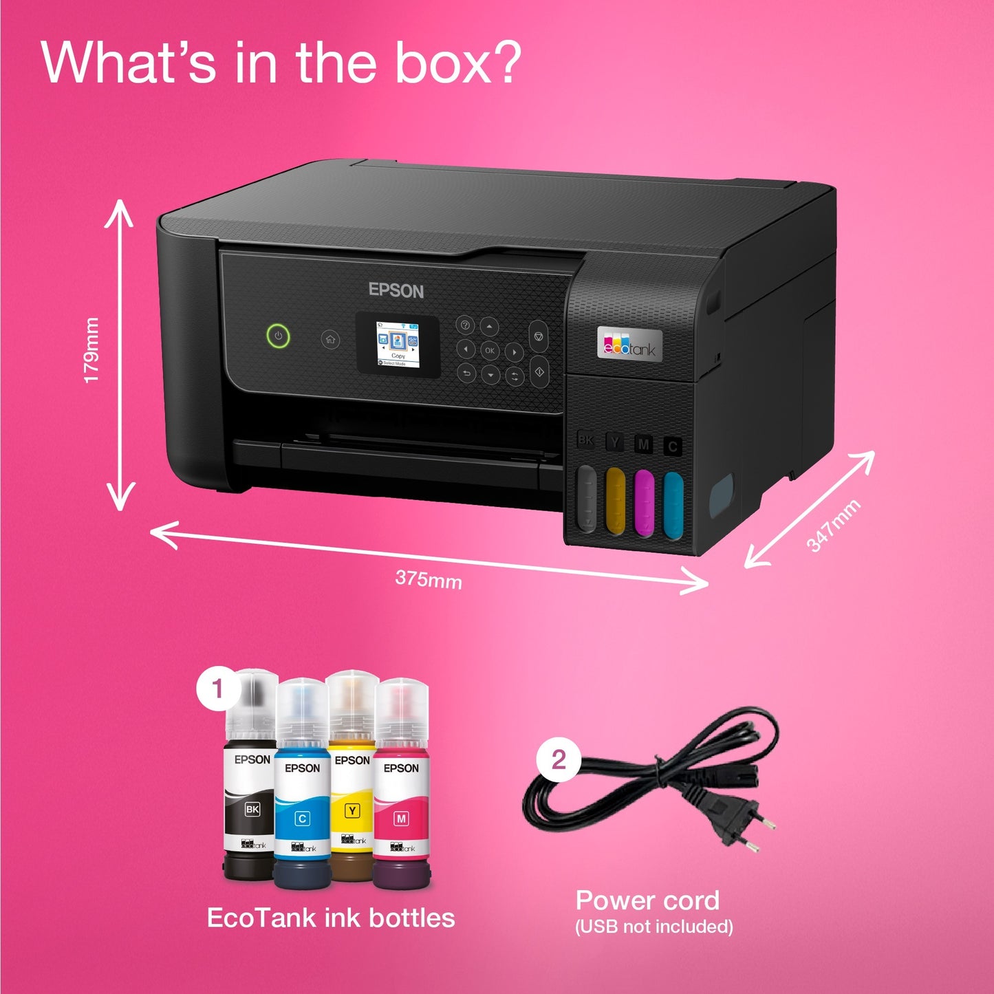 Epson ecotank et-2870 a4 multifunctionele wi-fi-printer met inkttank all-in-one inkjetprinter (zwart, scannen, kopiëren, inclusief tot 3 jaar inkt)