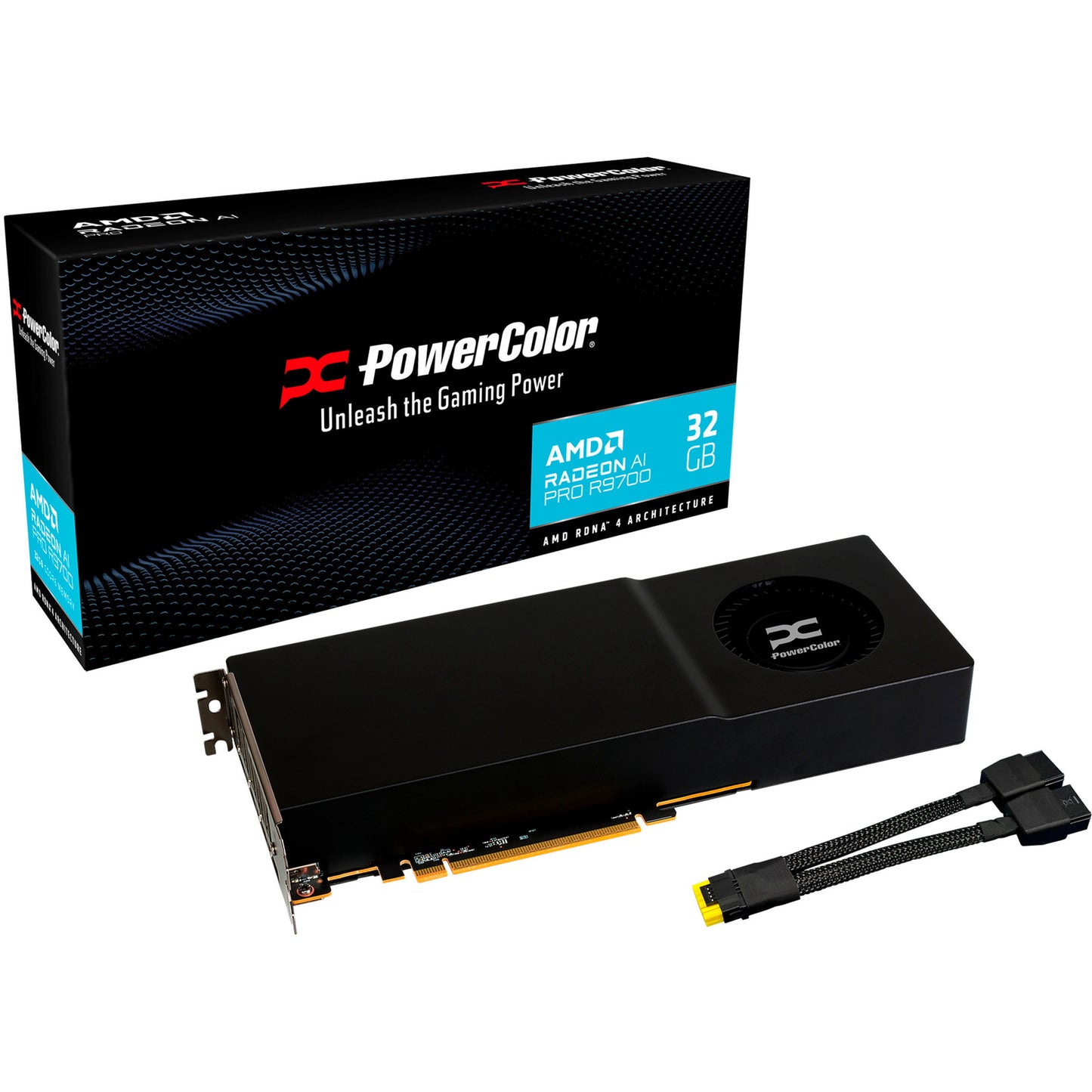 Powercolor radeon ai pro r9700 32gb grafische kaart (zwart, 4x displayport)