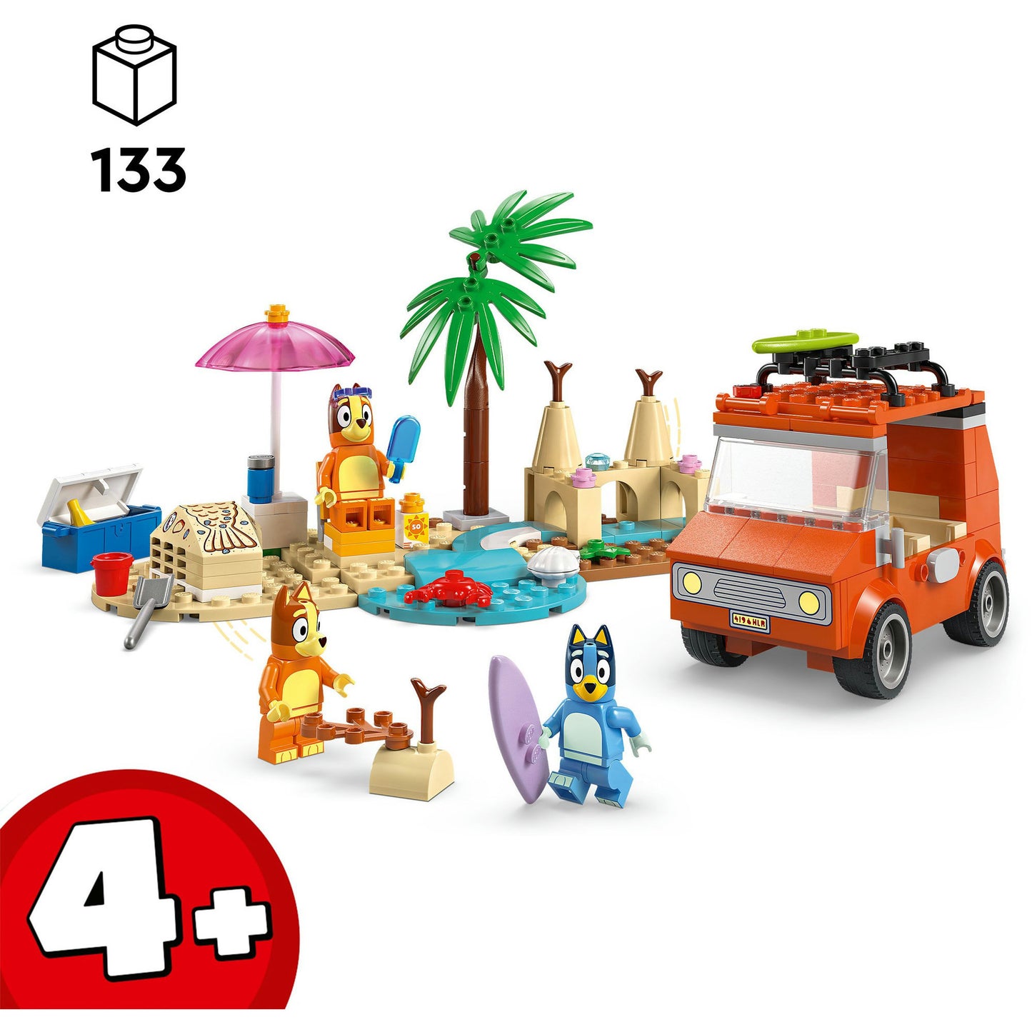 Lego ® bluey: bluey's autorit naar het strand, bouwset - 11202