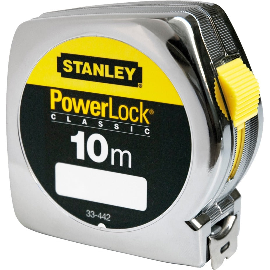 Stanley rolbandmaat powerlock abs meetlint (chroom, 10 meter, breedte 25mm)