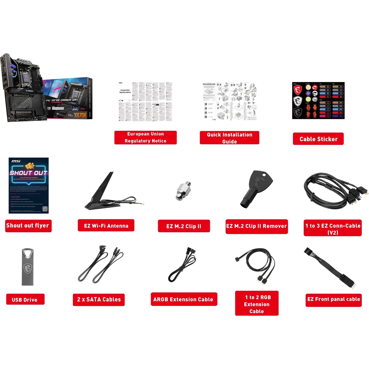 Msi mpg x870e carbon wifi socket am5 moederbord (raid, 5gb-lan, 2,5gb-lan, wi-fi 7, bt, sound, atx)