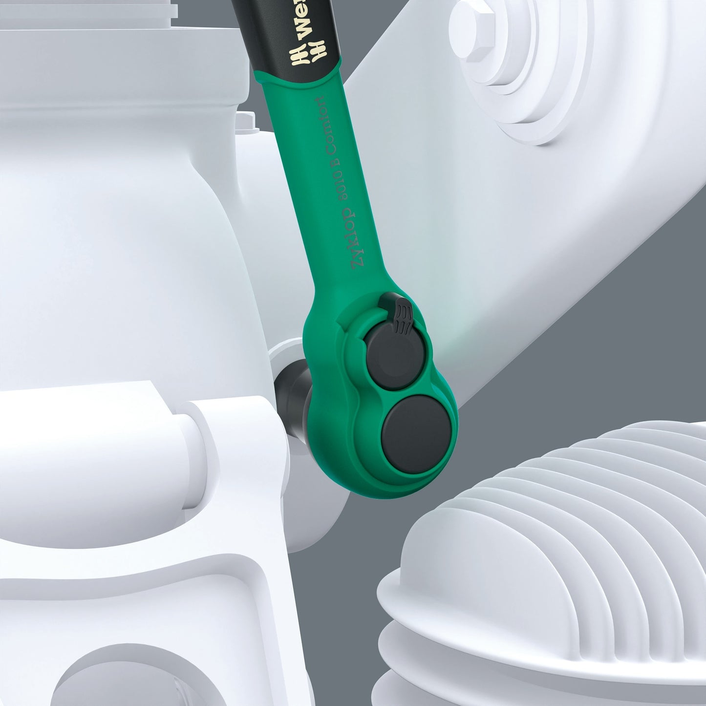 Wera 8010 b zyklop comfort ratel (zwart groen, met omschakelpal en 3 8 aandrijving)