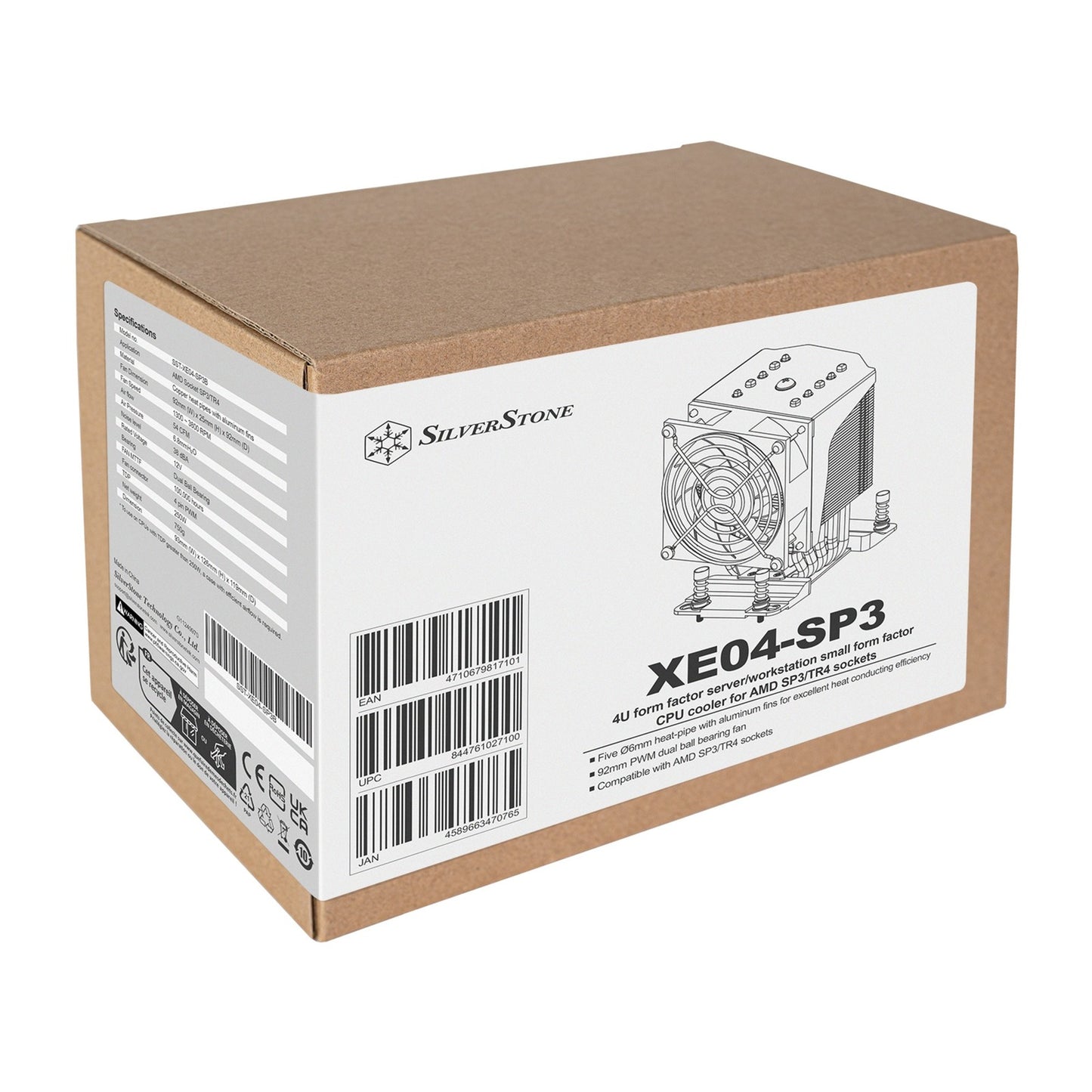 Silverstone sst-xe04-sp3b cpu-koeler (4-pins pwm fan-connector)