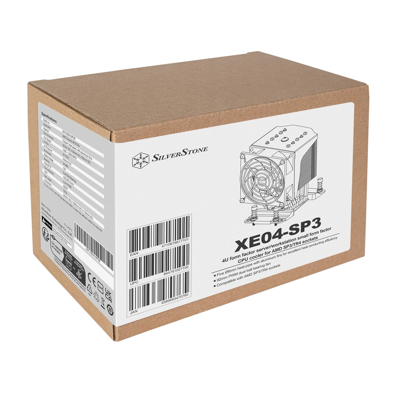 Silverstone sst-xe04-sp3b cpu-koeler (4-pins pwm fan-connector)