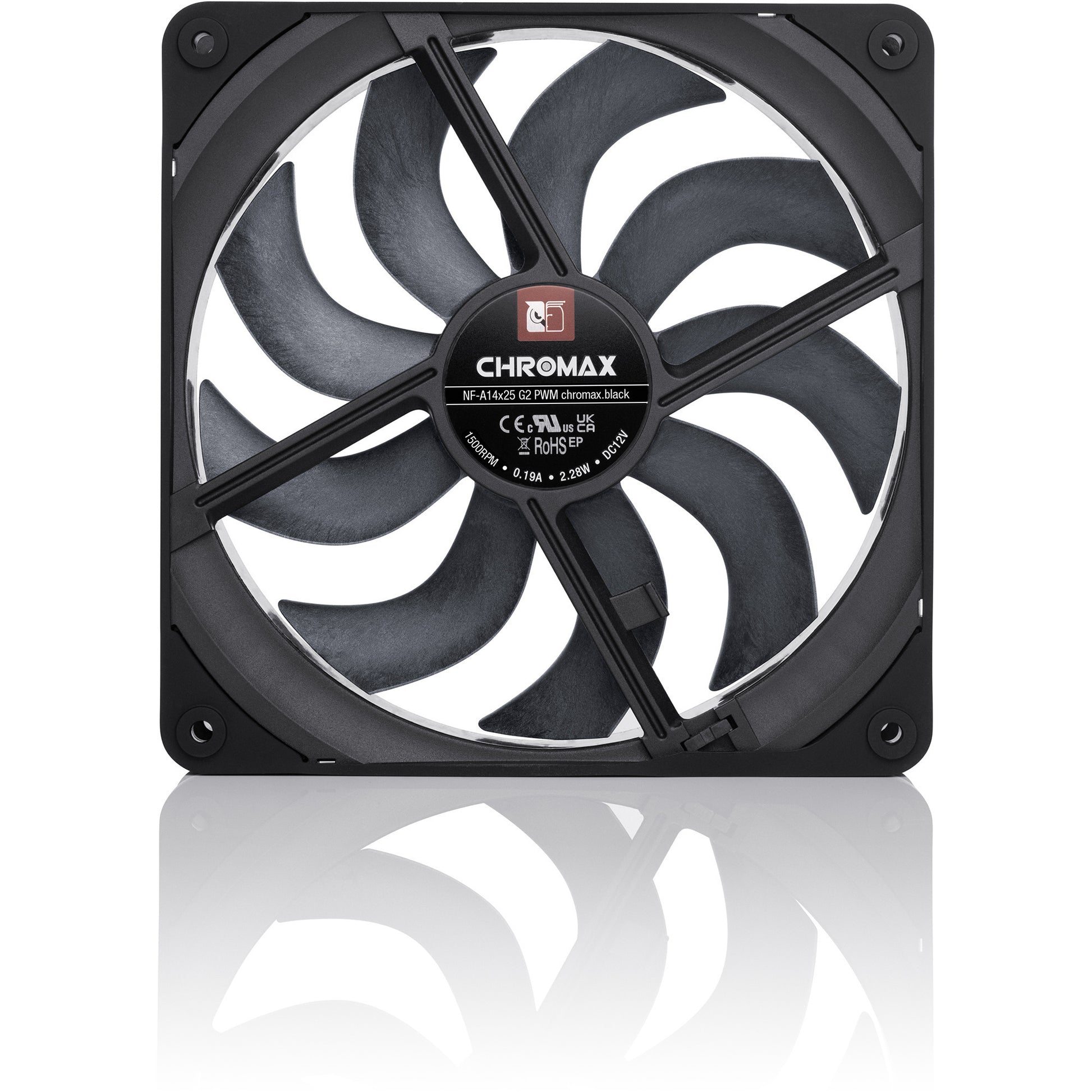 Noctua nf-a14x25 g2 pwm chromax.black case fan (zwart, 140 x 140 x 25 mm)