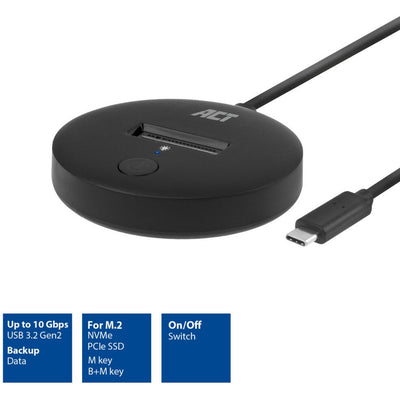 Act connectivity m.2 nvme pcie ssd dockingstation, usb-c 3.2 gen2 (zwart)