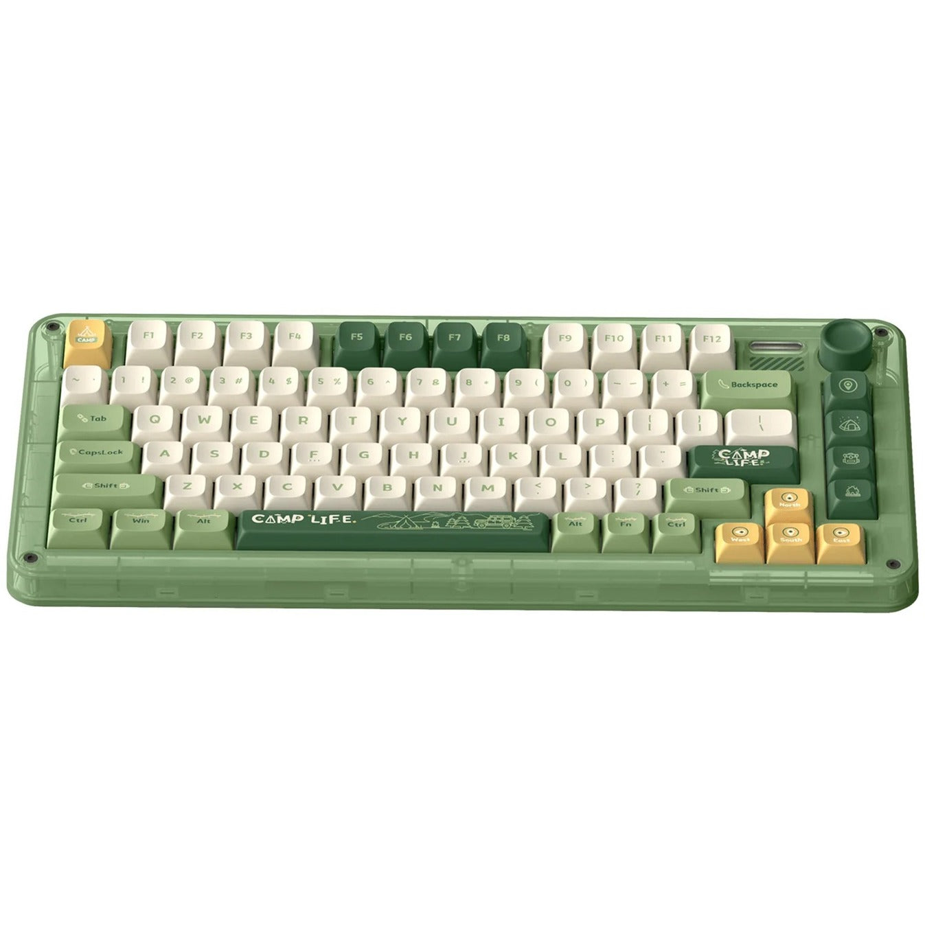 Iqunix zx75 camping wireless mechanical keyboard (groen, us lay-out (qwerty), cherry mx silent red, 75%, rgb leds, hot-swappable, double-shot pbt, 2.4ghz | bluetooth 5.1 | usb-c)