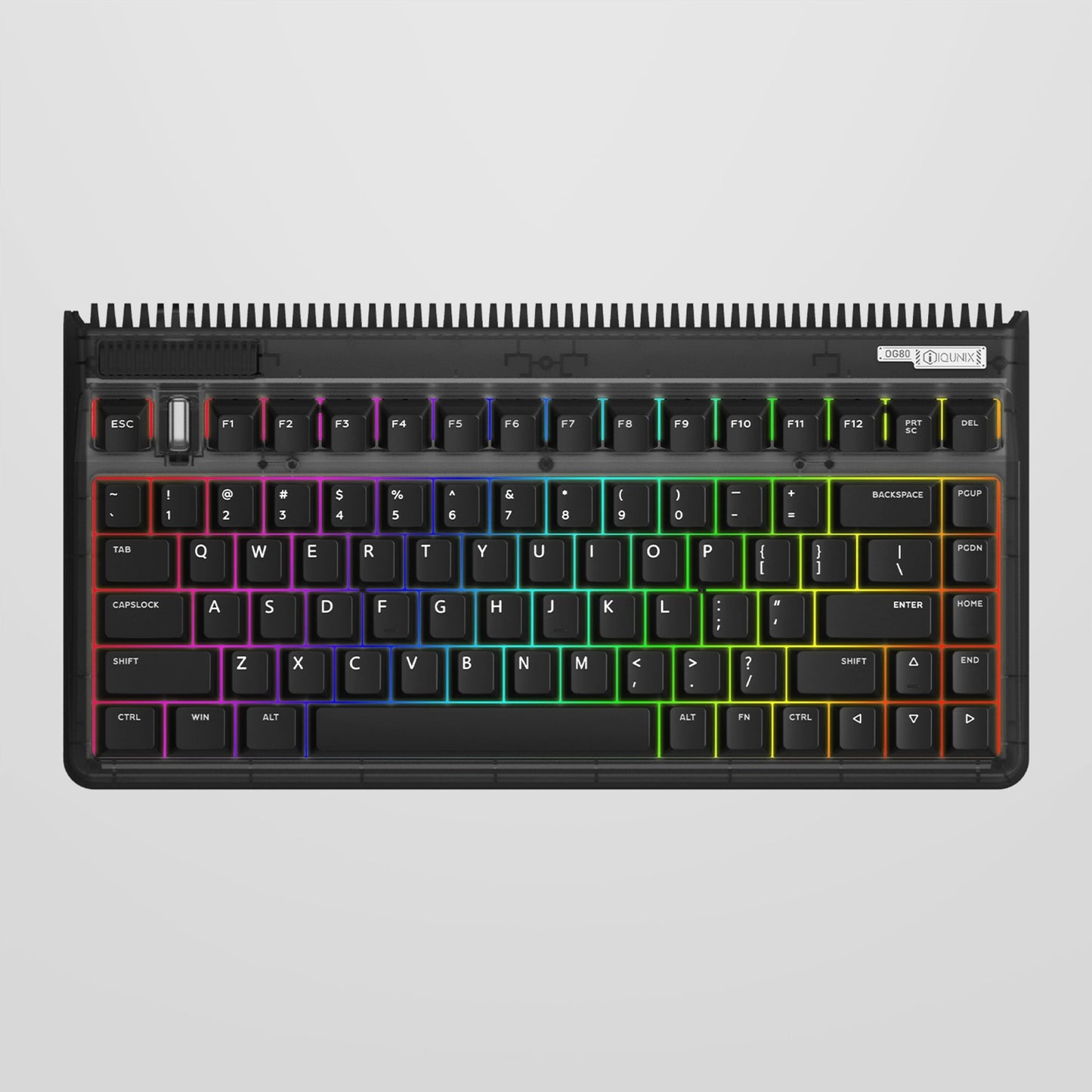 Iqunix og80 dark side wireless mechanical keyboard (zwart, us lay-out (qwerty), cherry mx brown, 80% (tkl), rgb leds, hot-swappable, pbt, 2.4ghz | bluetooth 5.1 | usb-c)