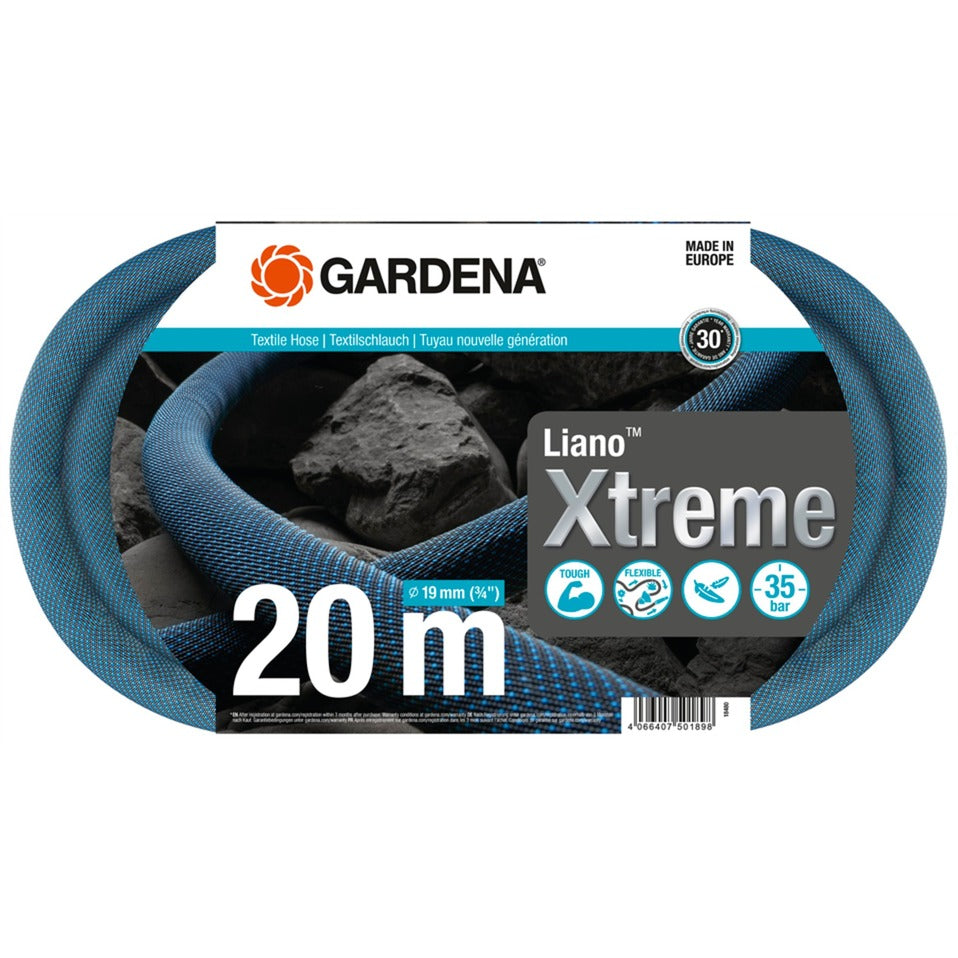 Gardena textielslang liano xtreme 19 mm (3 4”), 20 m (donkergrijs oranje)