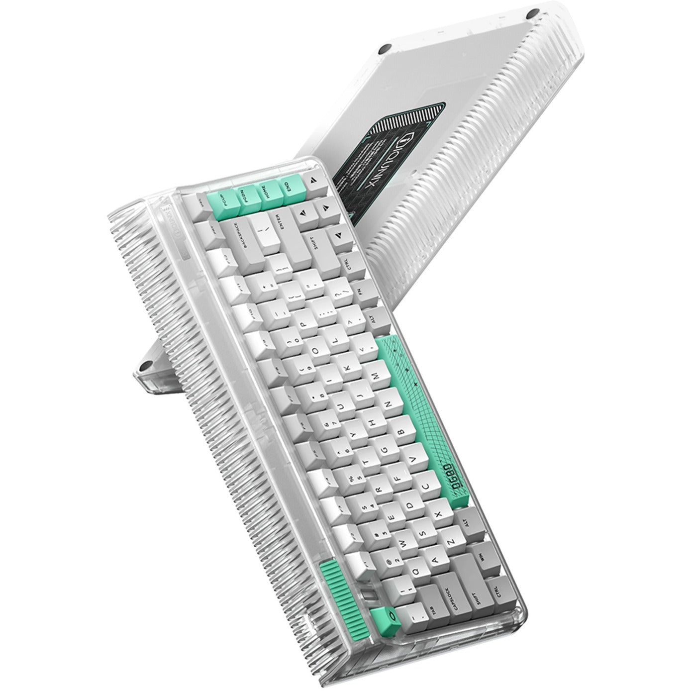 Iqunix og80 wormhole wireless mechanical keyboard (grijs, us lay-out (qwerty), cherry mx red, 80% (tkl), rgb leds, hot-swappable, pbt, 2.4ghz | bluetooth 5.1 | usb-c)