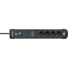 Brennenstuhl premium-line stekkerdoos 4-voudig stekkerdoos (zwart, 1,8 meter, 60.000a overspanningsbeveiliging)