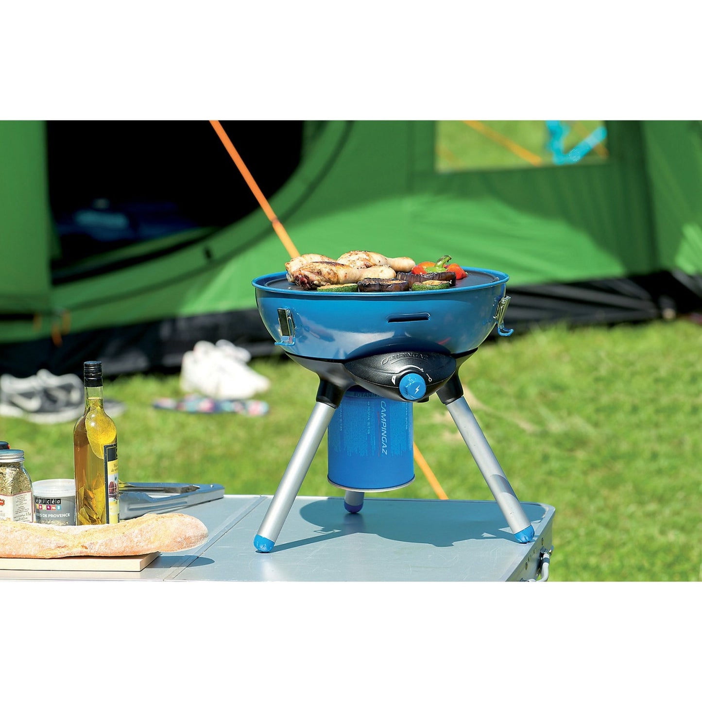 Campingaz party grill 400 cv gasbarbecue (zwart blauw, ø 35 cm)