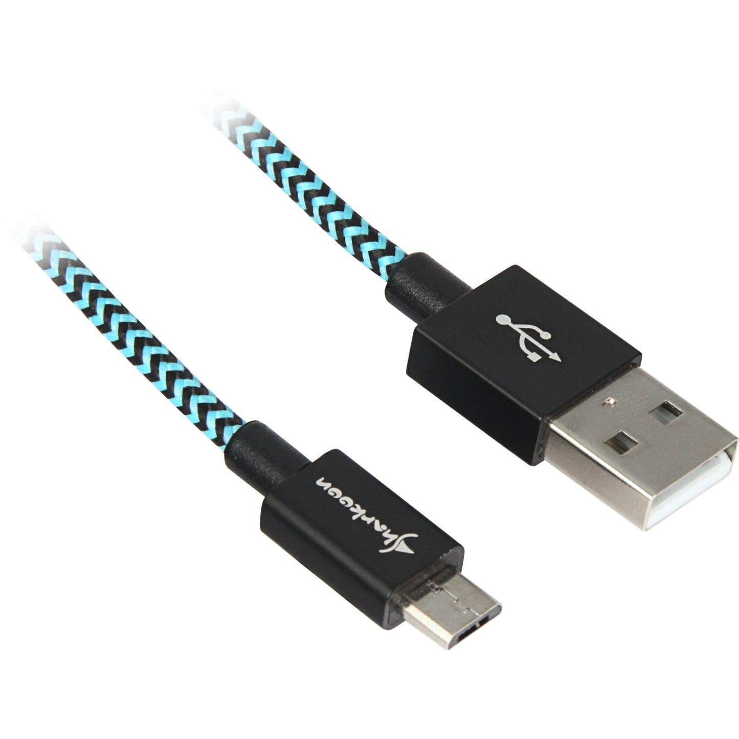 Sharkoon usb-a 2.0 naar micro-usb-b kabel (zwart lichtblauw, 3 meter)