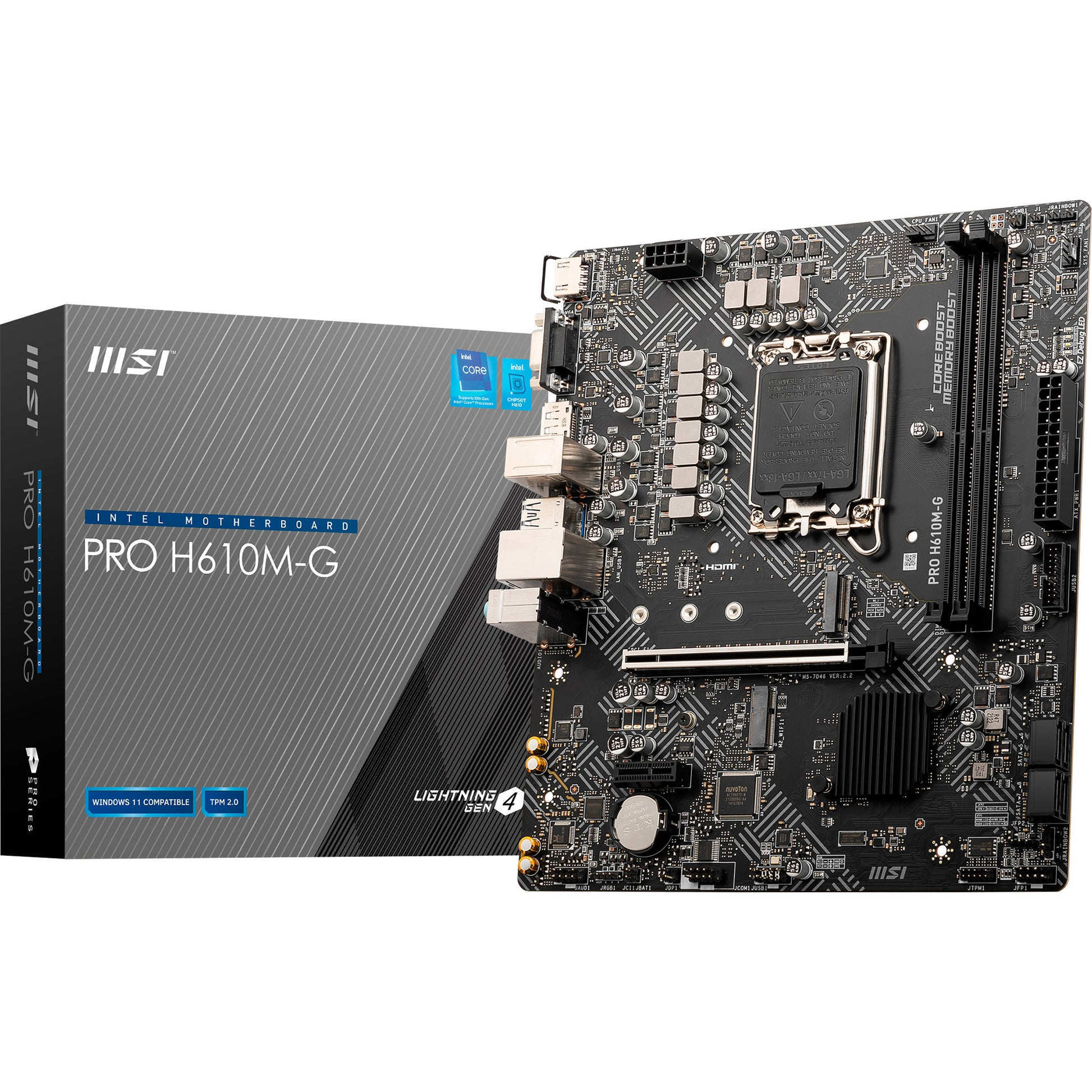 Msi pro h610m-g socket 1700 moederbord (gb-lan, sound, µatx)