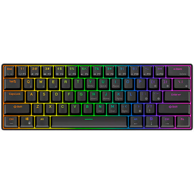 Royal kludge rk61 draadloos mechanisch toetsenbord, gaming toetsenbord (zwart, us lay-out, red switch, 60%, rgb, hot swap, 2.4 ghz usb-c bluetooth)