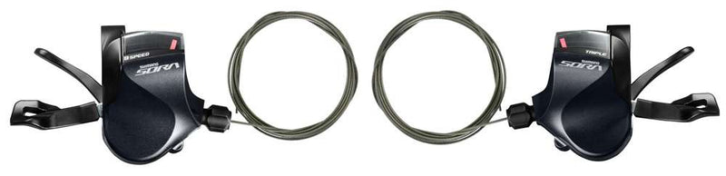 Shimano sora sl-r3030 3x9-speed flat bar shift lever set