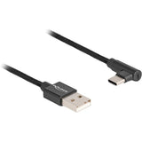 Delock usb 2.0 cable type-a male to usb type-c male angled, 3m kabel (zwart) - afbeelding 1