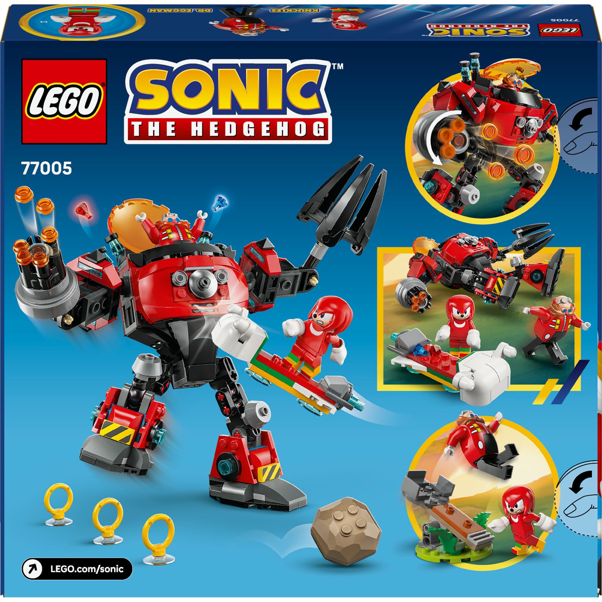 Lego sonic the hedgehog - knuckles vs. dr. eggman egg crusher mecha constructiespeelgoed (77005)