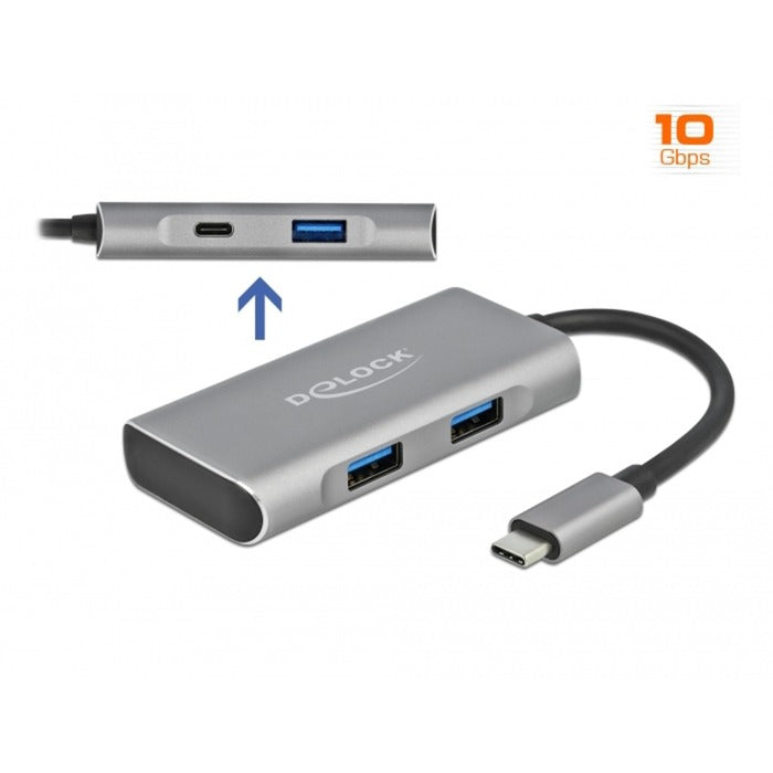 Delock external usb 3.2 gen 2 usb type-c hub usb-hub (grijs)