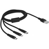 Delock usb charging cable 3 in 1 for lightning, micro usb, usb-c kabel (zwart, 1 meter) - afbeelding 1