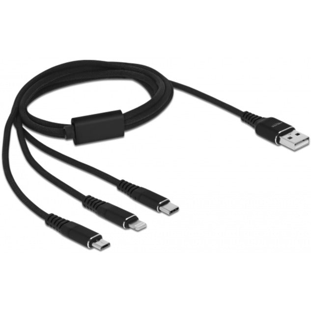 Delock usb charging cable 3 in 1 for lightning, micro usb, usb-c kabel (zwart, 1 meter)