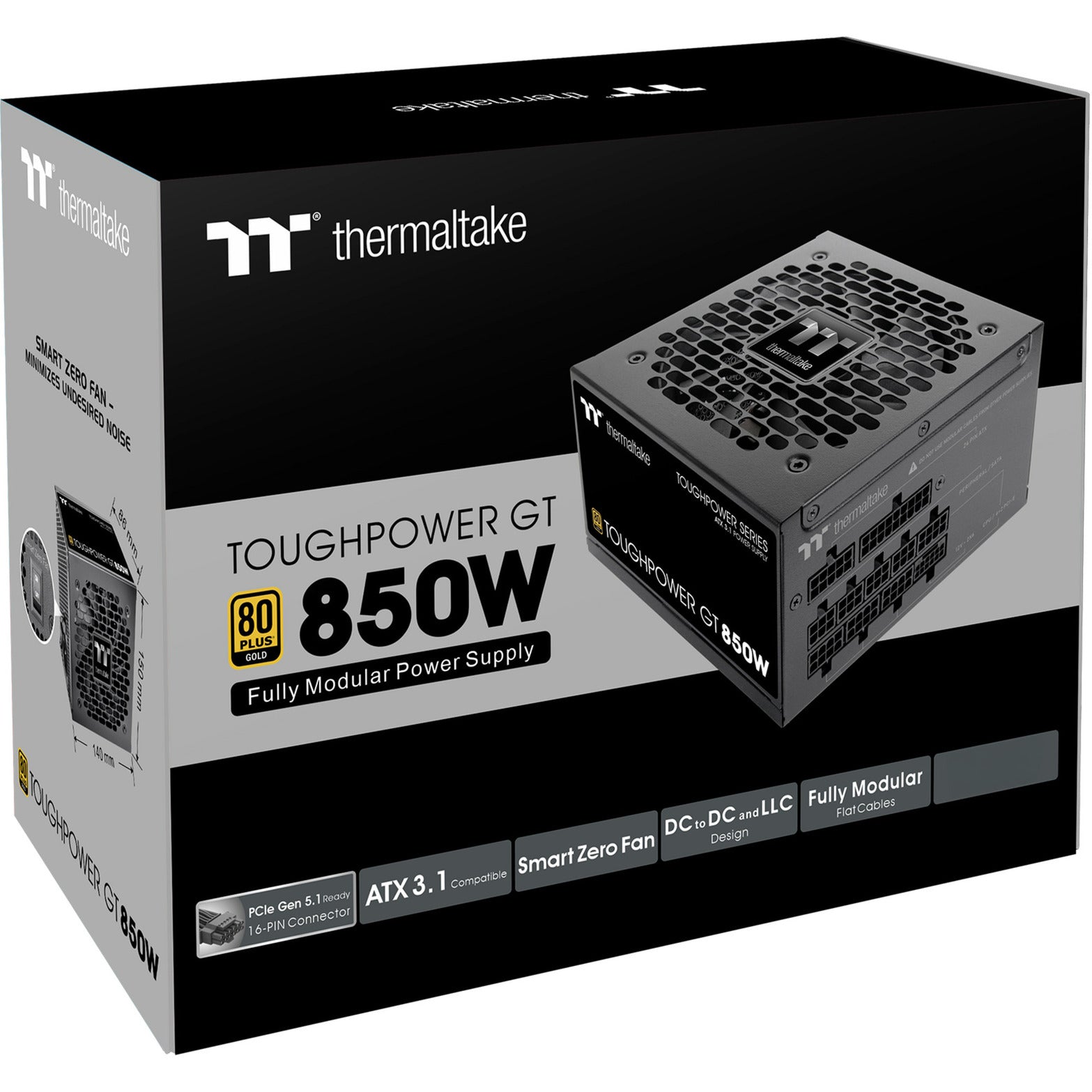 Thermaltake toughpower gt modulaire 850 watt voeding (zwart, 4x pcie)