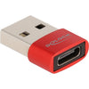 Delock usb 2.0 adapter usb-a male > usb-c female (rood)