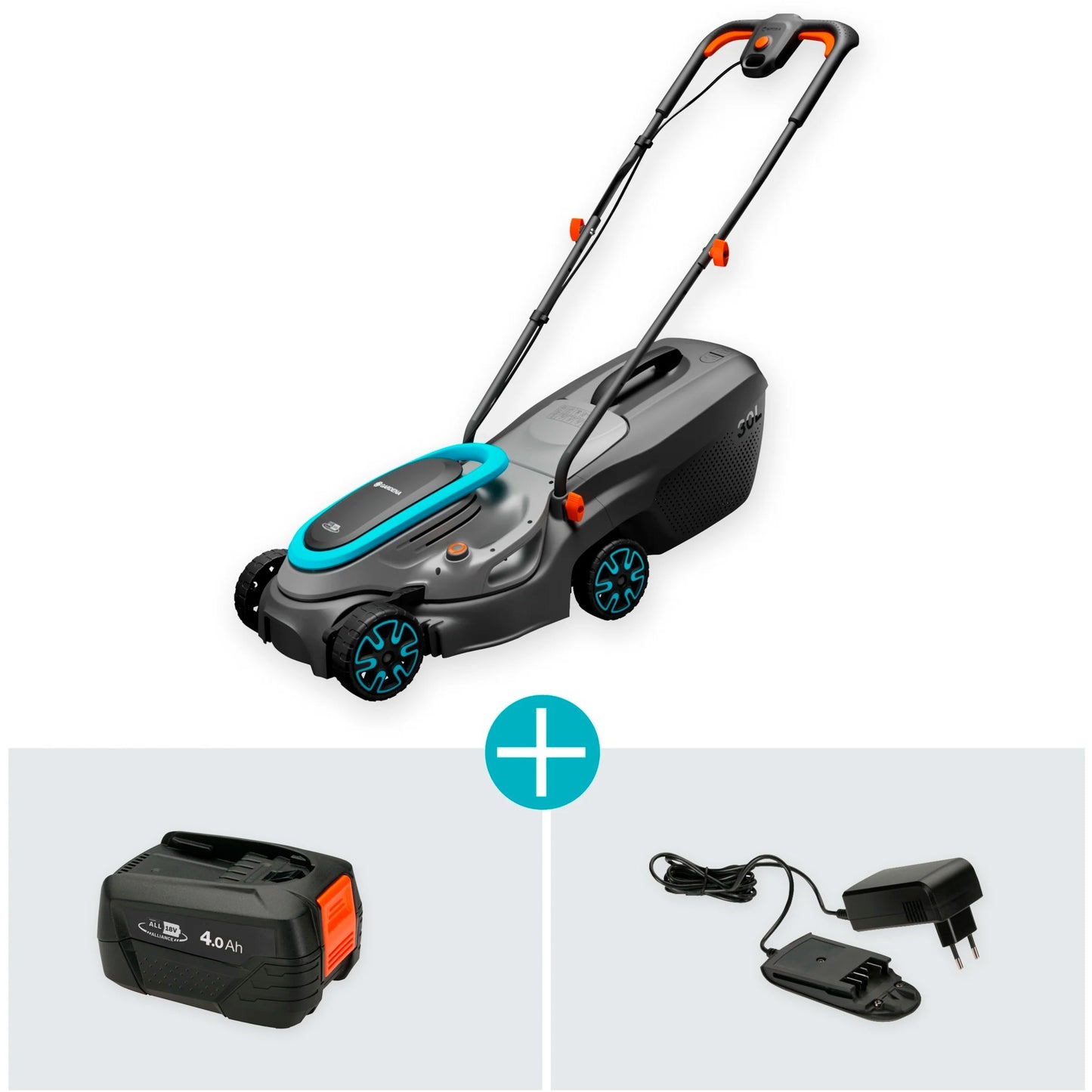 Gardena powermax 32 18v p4a read grasmaaier accu incl. oplader 18 v snijbreedte max. 320 mm