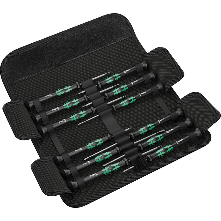Wera kraftform 12sb1 micro-schroevendraaierset (zwart groen, voor elektrische apparaten)