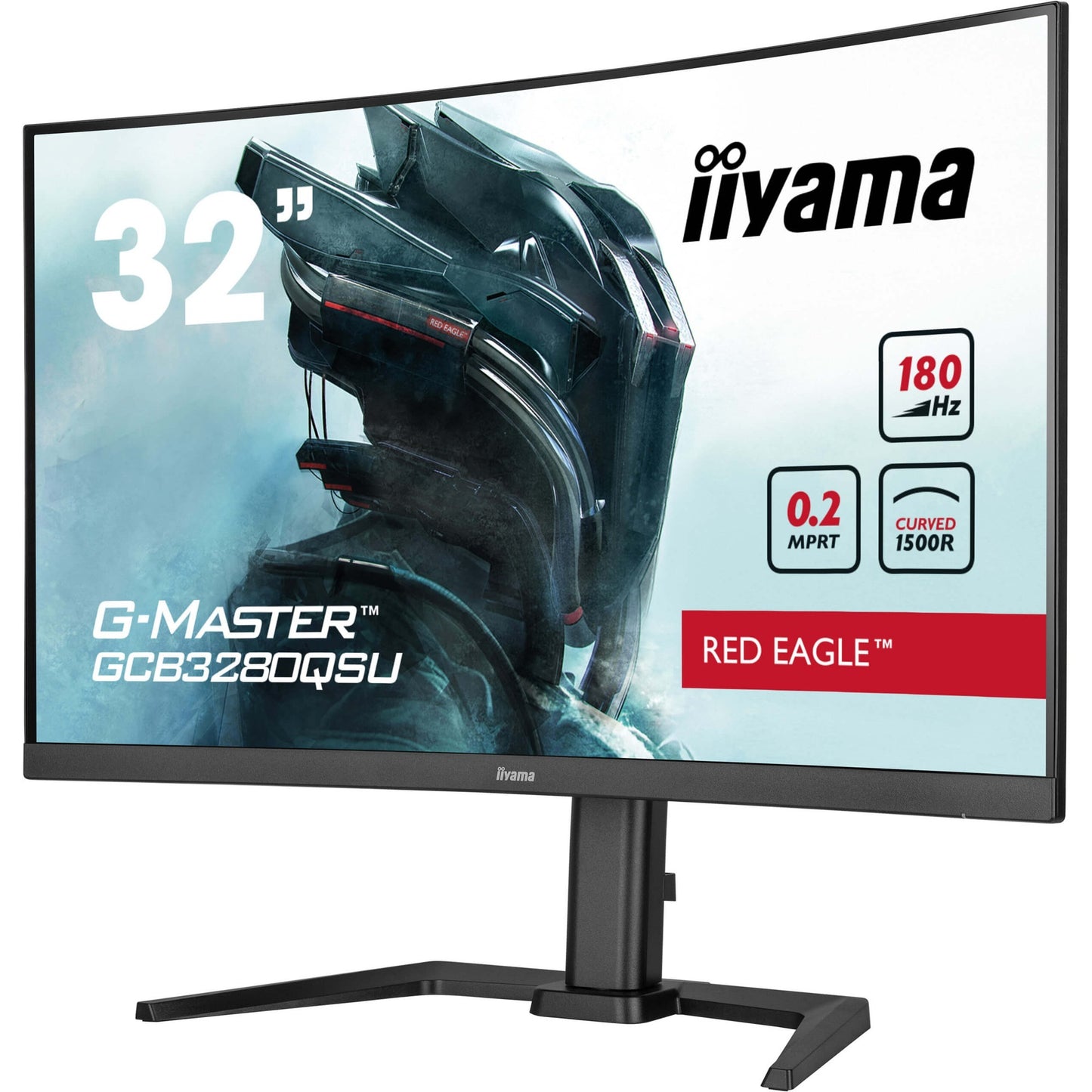 Iiyama g-master red eagle gcb3280qsu-b2 31.5 curved gaming monitor (zwart, 2x hdmi, displayport, 2x usb-a, usb-b, 180 hz)
