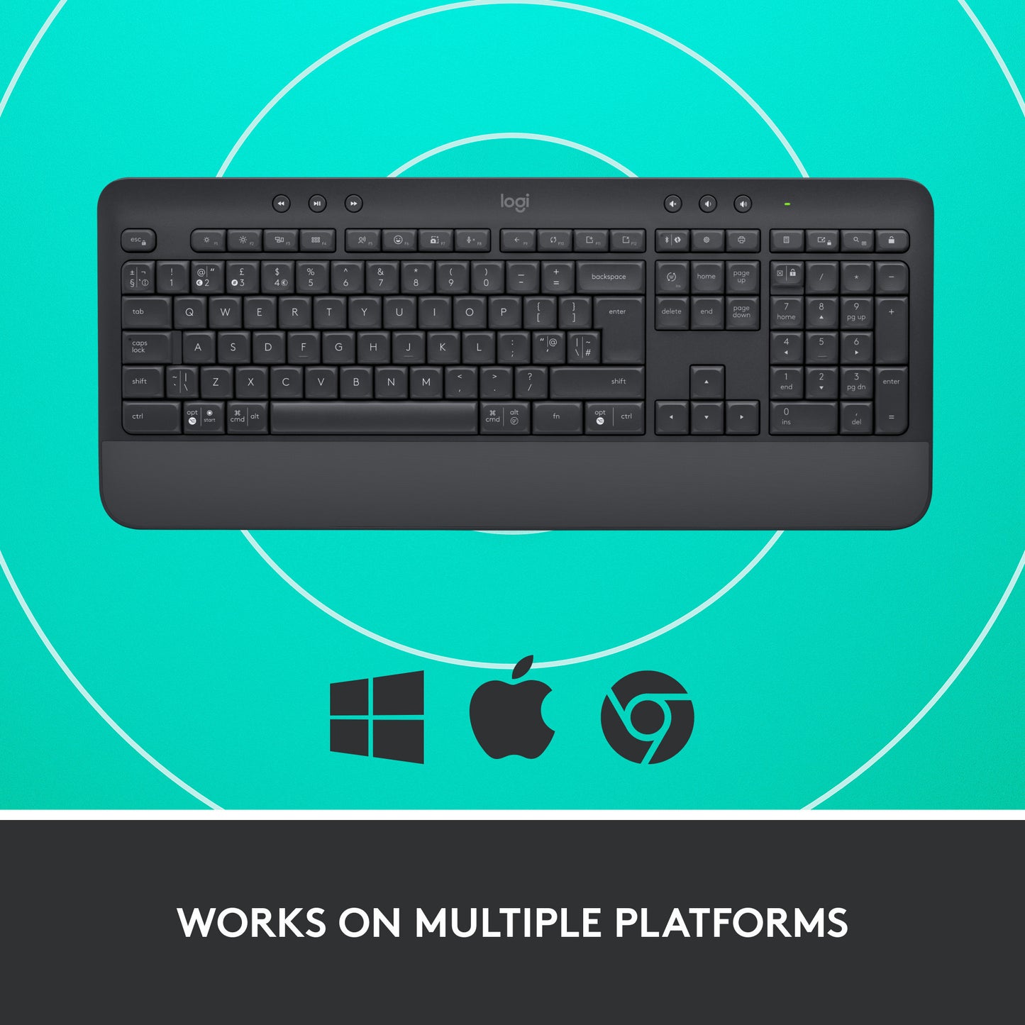 Logitech signature k650 wireless comfort toetsenbord (grafiet, us-international lay-out (qwerty), 100%)