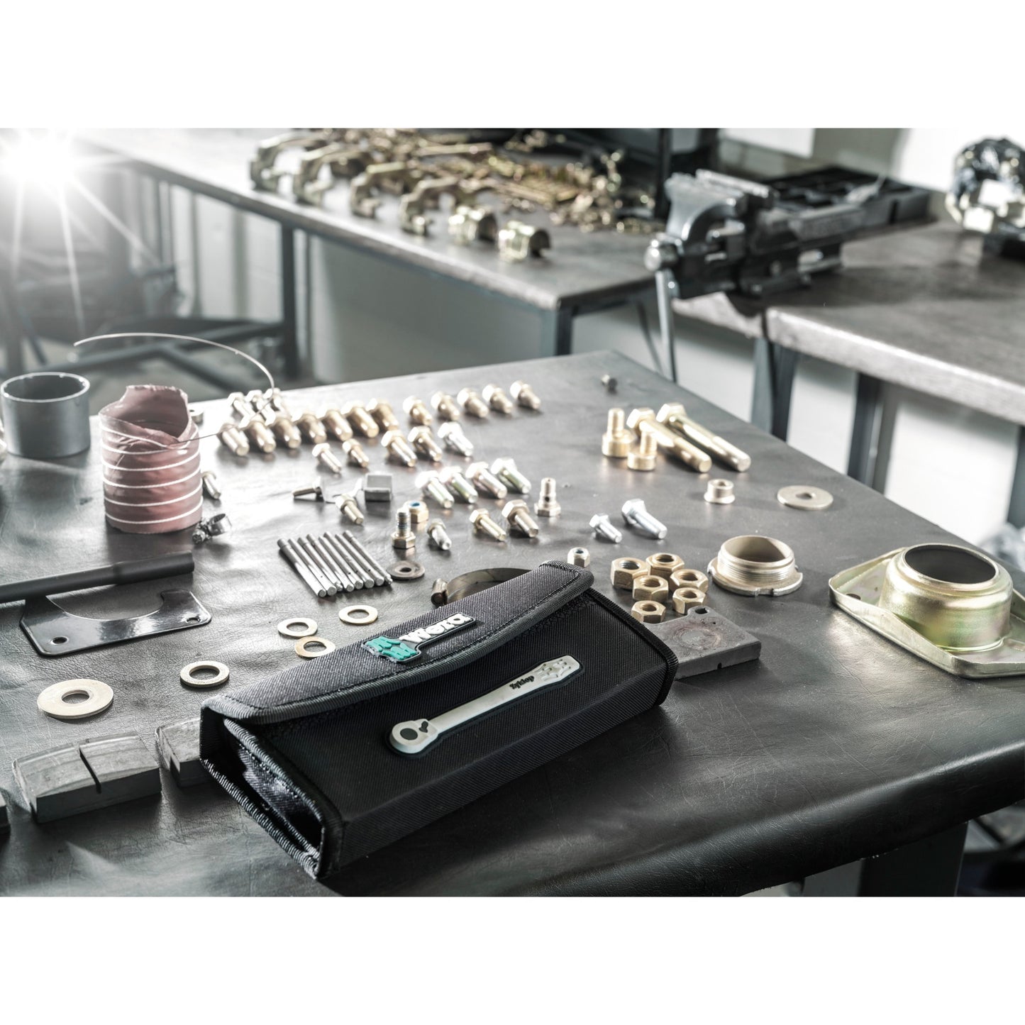 Wera 8100 sb 11 zyklop metalen ratelset, 3 8 gereedschapsset (zwart groen, 29-delig, volledig metalen ratel met vierkantaandrijving)