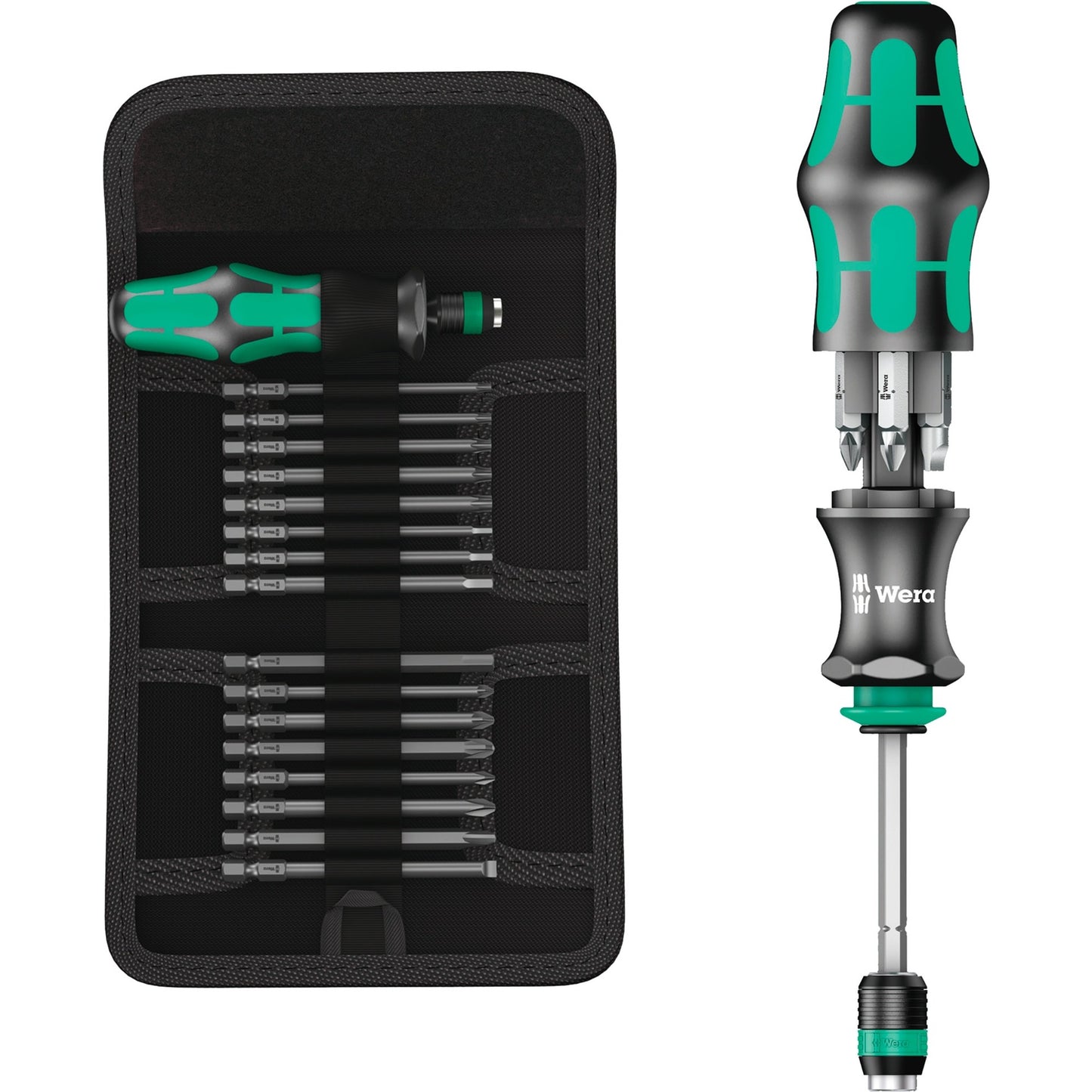 Wera kraftform kompakt 60 kk, 17-delig dopsleutel (zwart groen, bits met kogelkop)