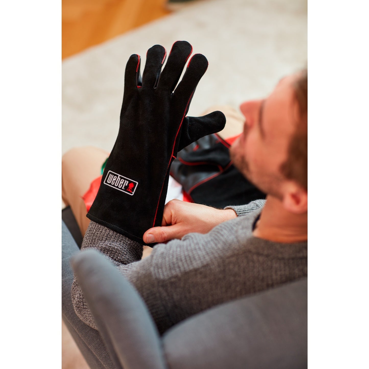 Weber leren barbecuehandschoenen (zwart)